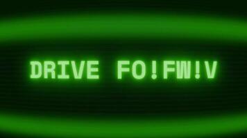 velho verde crt tela mostrando texto dirigir fracasso aparecendo dentro aleatória falha e codificação estilo video