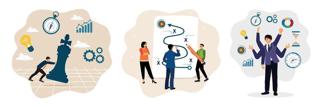 Professional development illustration with teamwork vector