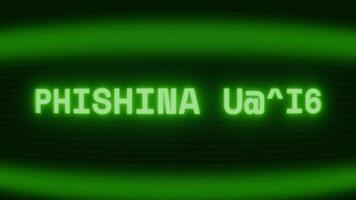 gammal grön crt skärm som visar text nätfiske varna visas i slumpmässig tekniskt fel och kodning stil video