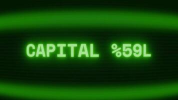gammal grön crt skärm som visar text huvudstad få visas i slumpmässig tekniskt fel och kodning stil video