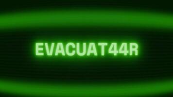 alt Grün crt Bildschirm zeigen Text Evakuierung erscheint im zufällig Panne und Codierung Stil video