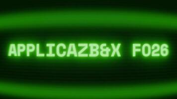 oud groen crt scherm tonen tekst toepassing Open verschijnen in willekeurig glitch en codering stijl video