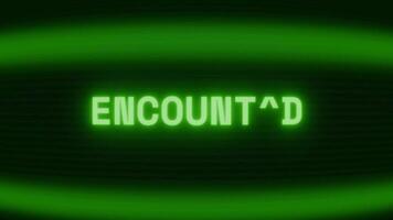 gammal grön crt skärm som visar text stöta på visas i slumpmässig tekniskt fel och kodning stil video