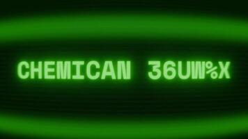 velho verde crt tela mostrando texto químico explosão aparecendo dentro aleatória falha e codificação estilo video