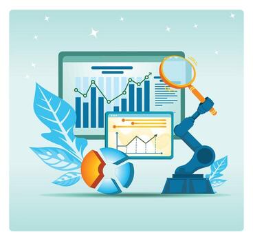 Data analytics and robotic technology illustration vector