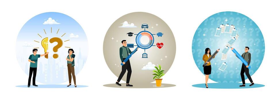 negocio equipos idea genial, presupuesto planificación, colaborar a resolver problemas con solución ideas vector