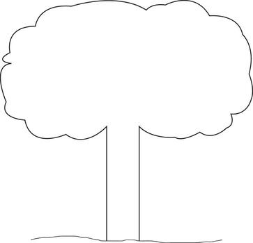 sencillo contorno de un árbol con un mullido corona vector