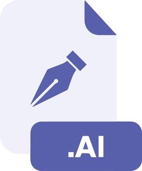 Purple AI File Icon with Pen Nib Symbol AI file Adobe Illustrator. vector