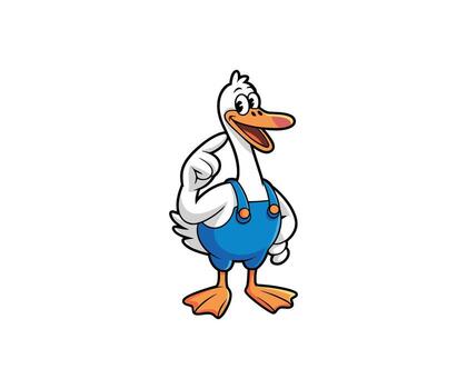 Friendly Goose A cheerful and animated cartoon goose stands proudly, embodying a sense of fun and approachability with its friendly expression and playful demeanor. vector