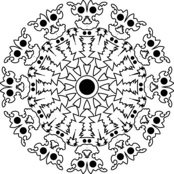 Complex Radial Black White Design with Geometric Elements and Circles Abstract Pattern vector