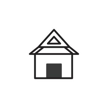 Minimalist depiction of a simple residence showcasing clean architectural lines creating a vector