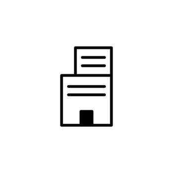 Simple building icon representing document storage organization information management minimal vector