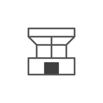 Minimalist building icon with geometric design showcasing modern architecture in a simple vector