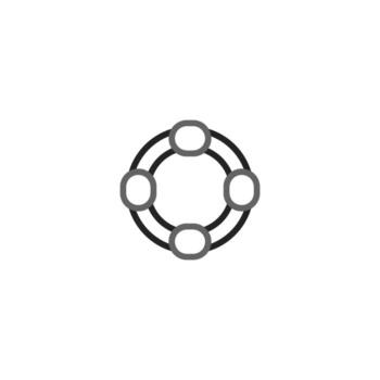 Circular interconnected element symbolizing collaboration and teamwork forming a structural vector