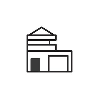 Simple architectural line drawing of a modern building concept with minimalist design showcases vector