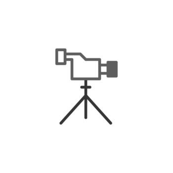 Minimalist camera icon on tripod representing filmmaking broadcasting content creation and visual vector