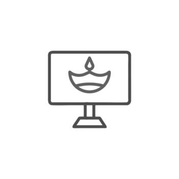 Digital diwali display screen presenting a glowing diya symbol and modern technology representing vector