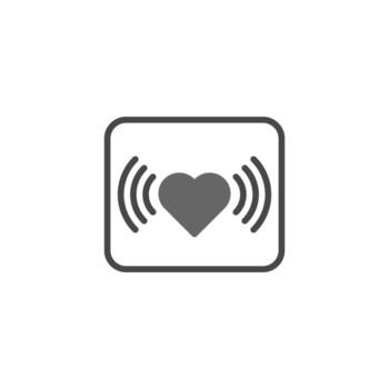 Heartbeat symbol within a framed square representing love pulse and signal waves connection vector