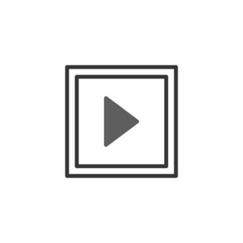 Play symbol within nested square frames representing media streaming or digital interface vector