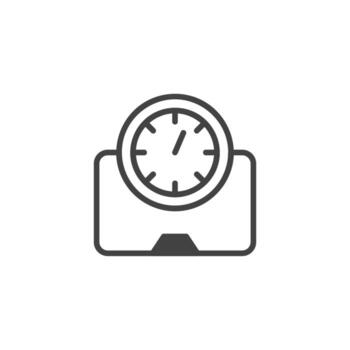 Minimalist depiction of bathroom scale with clock overlay representing temporal health monitoring vector