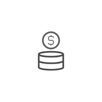 Conceptual illustration representing financial gain with minimal coin stack and currency symbol vector