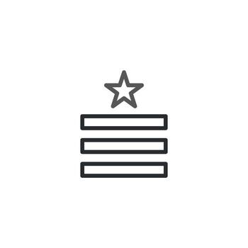 Simple minimalist design displaying star above three horizontal lines offering clean and versatile vector