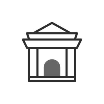 Conceptual bank structure icon representing financial stability security and accessible banking vector