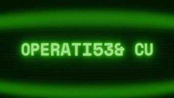 vecchio verde crt schermo mostrando testo operazioni hq apparendo nel casuale problema tecnico e codifica stile video