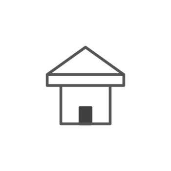 Simple dwelling representation with a basic geometric outline expressing domesticity and minimal vector