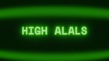 gammal grön crt skärm som visar text hög varna visas i slumpmässig tekniskt fel och kodning stil video