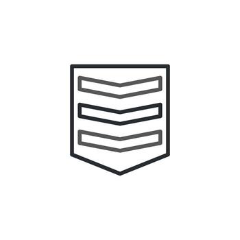 minimalista emblema diseño presentando estilizado cheurón arreglo dentro un proteger forma contornos vector