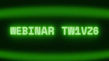 oud groen crt scherm tonen tekst webinar merk op verschijnen in willekeurig glitch en codering stijl video