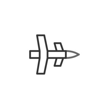 Stylized aircraft icon design for applications and digital interfaces with sleek line-work vector
