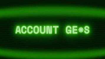 oud groen crt scherm tonen tekst account slot verschijnen in willekeurig glitch en codering stijl video