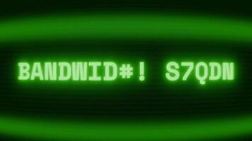 oud groen crt scherm tonen tekst bandbreedte alarm verschijnen in willekeurig glitch en codering stijl video