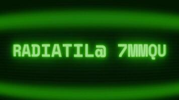 alt Grün crt Bildschirm zeigen Text Strahlung Risiko erscheint im zufällig Panne und Codierung Stil video