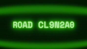 alt Grün crt Bildschirm zeigen Text Straße Schließung erscheint im zufällig Panne und Codierung Stil video