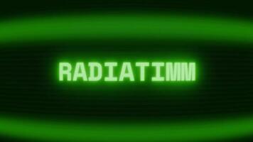 velho verde crt tela mostrando texto radiação aparecendo dentro aleatória falha e codificação estilo video