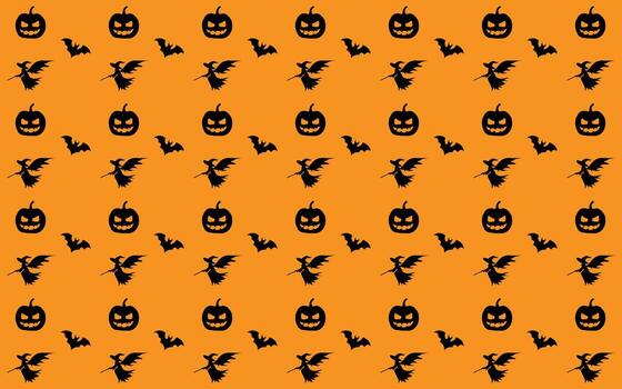 Víspera de Todos los Santos sencillo diseño con bruja calabazas y murciélagos modelo antecedentes vector