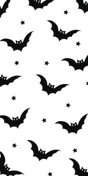 Simple Bats Pattern Silhouette Design For Halloween Background vector
