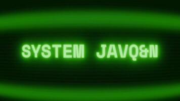 Old green CRT screen showing text SYSTEM UPDATE appearing in random glitch and coding style video