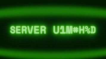 vecchio verde tv schermo mostrando testo server disconnesso apparendo nel casuale problema tecnico e codifica stile video