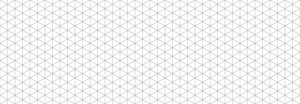 Seamless isometric grid paper. Linear triangular blueprint repeating pattern. Black graph guide background for engineering, architect, technical drawing. Lined ruler sheet page template vector