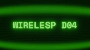 oud groen crt scherm tonen tekst draadloze oor verschijnen in willekeurig glitch en codering stijl video
