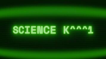 alt Grün crt Bildschirm zeigen Text Wissenschaft warnen erscheint im zufällig Panne und Codierung Stil video