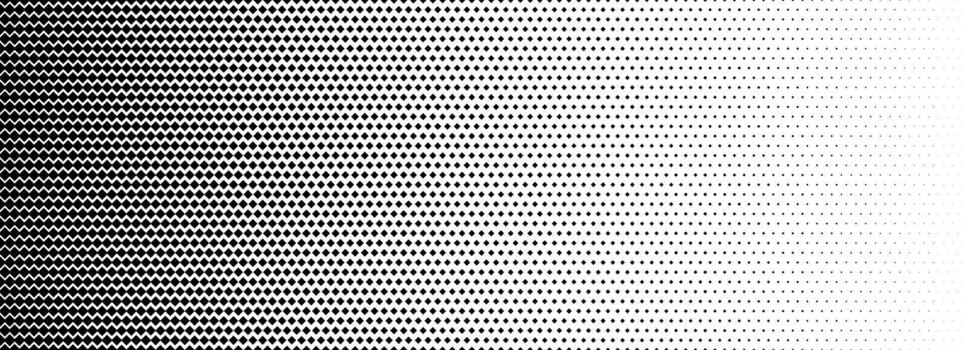 Halftone gradient texture background. Faded pixelated gradation wallpaper. Black and white squared pixel shade. Abstract vanishing comic pop art backdrop. Repeating check raster texture overlay vector