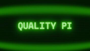 Old green CRT screen showing text QUALITY HD appearing in random glitch and coding style video