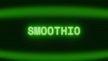 Old green TV screen showing text SMOOTHIE appearing in random glitch and coding style video