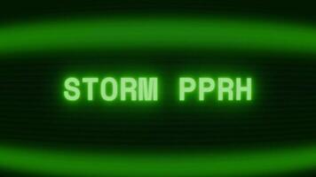 alt Grün crt Bildschirm zeigen Text Sturm bestehen erscheint im zufällig Panne und Codierung Stil video