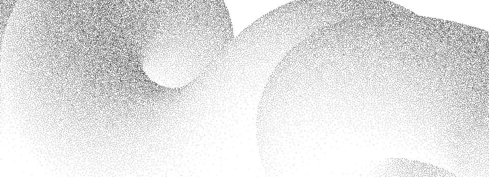 Dotted wavy sand grain texture. Stippled curved gradient wave background. Grunge gritty noise dot work wallpaper with particles, granules, speckles. Abstract halftone grit backdrop overlay vector